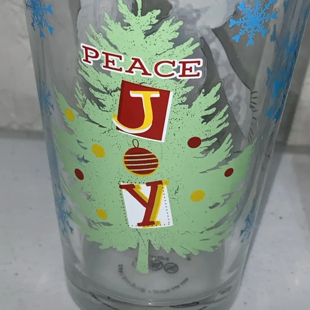 Disney Christmas Peace Joy Zak! Designs Mickey Mouse Glassware Cup Set‎ Of 4